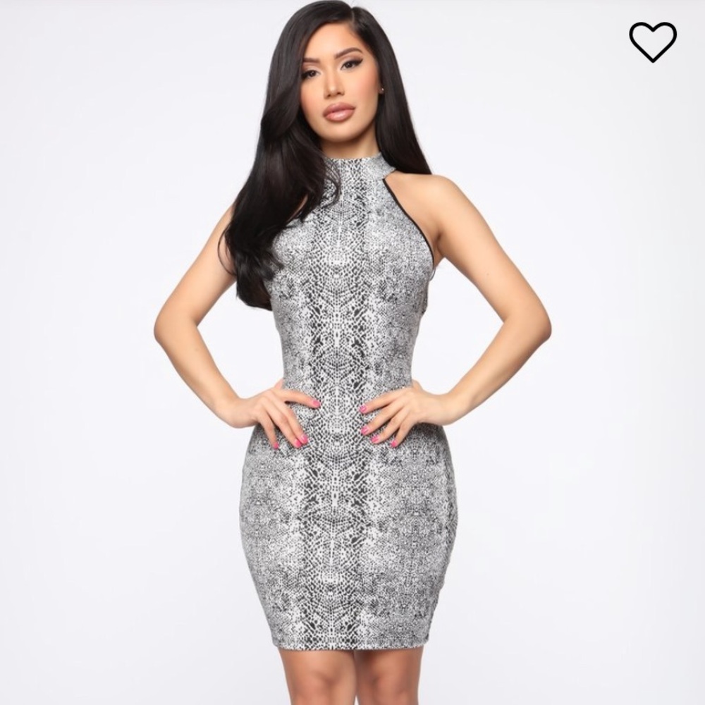 Black and white animal print mini dress